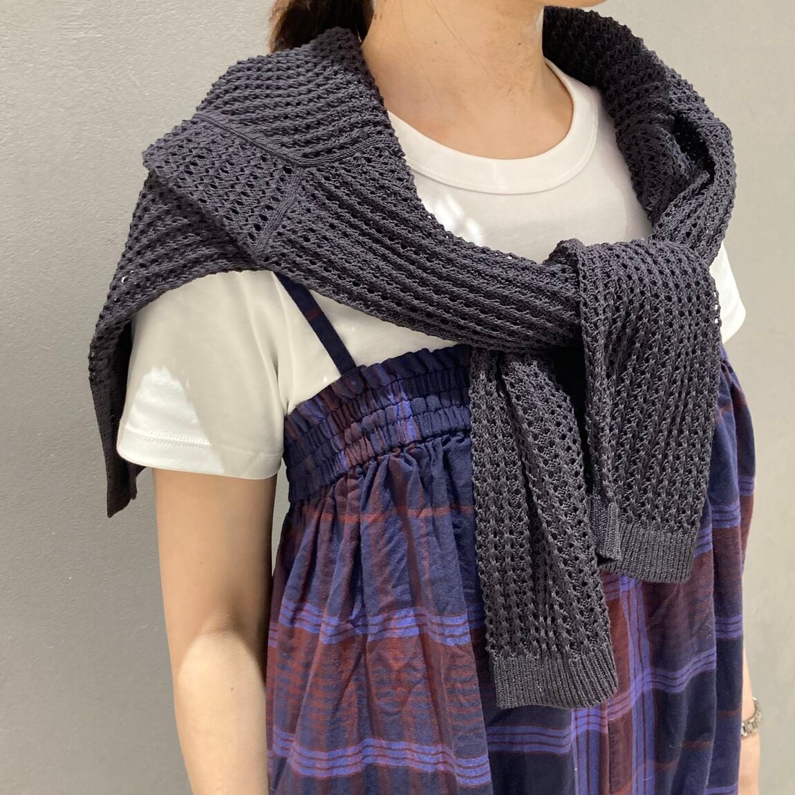 極美品◆ダーマコレクション 大人ワイドサロペット チェック柄 リネン混 M イオンモール上尾】身長157cm｜無印良品 イオンモール上尾